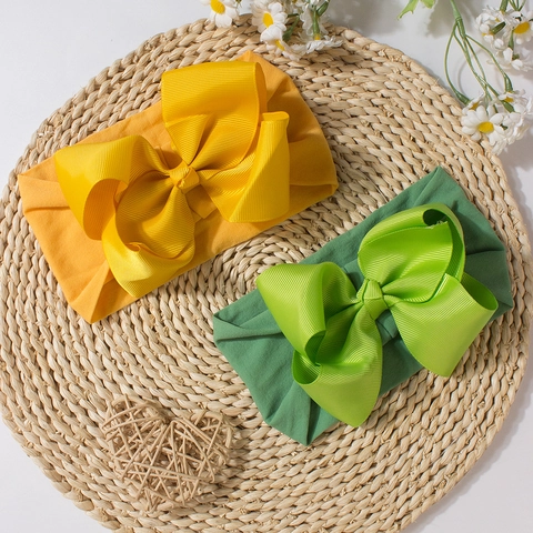 Fascia per Capelli da Neonata Morbida ed Elastica Con Fiocco in Grosgrain Turbante Carino Accessorio per Capelli