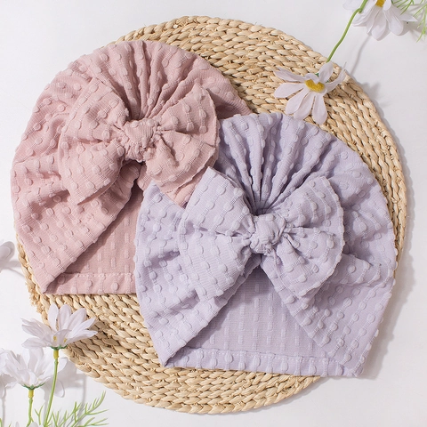 Baby Turban Hut Mit Großer Schleife Jacquard Texturiert Weich Atmungsaktiv Beanie Für Neugeborene Kleinkinder Mädchen Kopfband