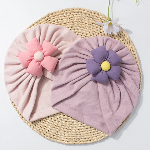 Baby Turban Hat Soft Polyester Floral Infant Headwrap Cute Beanie Hat For Toddler Girls Newborn Hospital Cap Hair Accessories