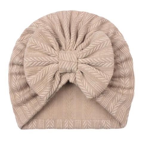 Baby Turban Hat With Large Bow Soft Knitted Polyester Baby Beanie For Infants Newborns Toddlers Solid Color Indian Hat
