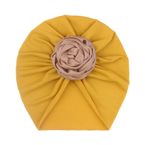 Soft Baby Turban Hat Polyester Infant Beanie With 3D Coiled Flower Decor Toddler Headwrap Every Day Wear Accessories