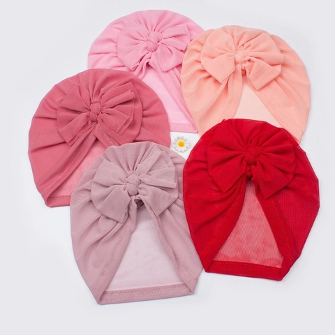 Weich Netztüll Baby Turban Mütze Mit Großer Schleife Atmungsaktiv Kleinkind Beanie Kopftuch Für Neugeborene Kinder Kopfschmuck