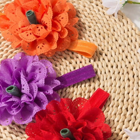 Halloween Baby Haarband Pompoen Kant Bloem Elastische Hoofdband Voor Peuters Meisjes Kostuum Feest Haaraccessoires