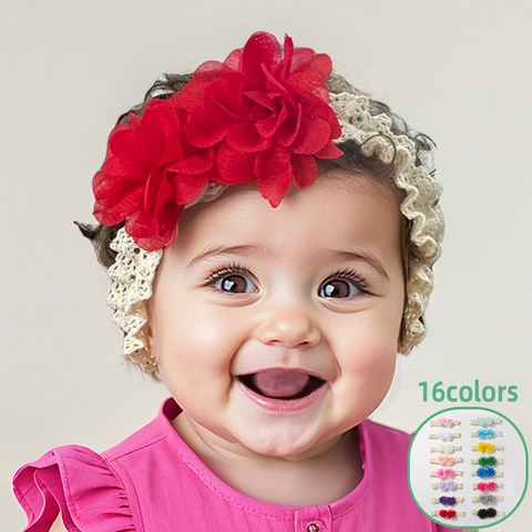 Baby Lace Chiffon Flower Headband Soft Elastic Hair Band For Infant Toddler Photography Props Cute Princess Hair Accessories