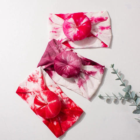 Baby Tie Dye Headbands With Donut Knot Soft Stretchy Polyester Hair Bands For Infants Toddlers Cute Gradient Accessories