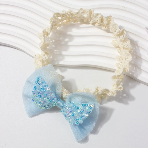Baby Sequin Bow Lace Headband Soft Elastic Tulle Hairband For Infants Toddlers Cute Shiny Princess Hair Accessories Headwear