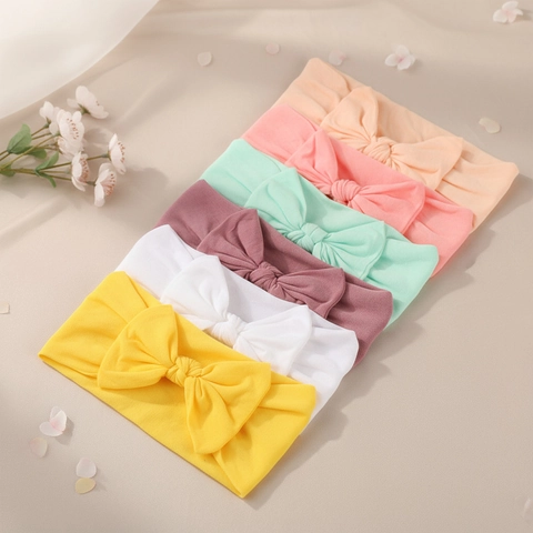 Soft Polyester Baby Bow Headband Set Elastic Newborn Toddler Hairbands Tie Dye Princess Hair Accessories For Baby Girls
