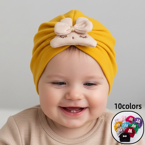 Baby Girls Turban Hat Bunny Bow Polyester Winter Warm Indian Beanie Newborn Toddler Infant Head Wrap Pullover Hat