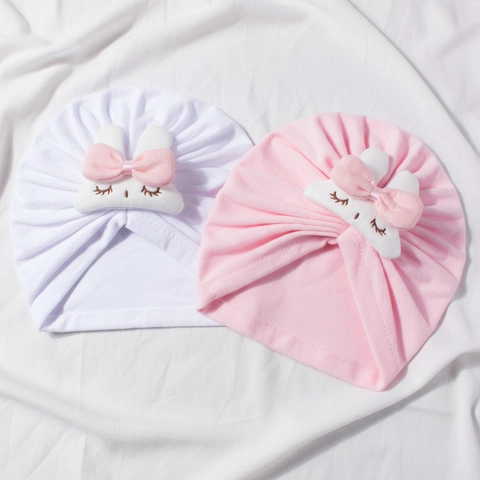 Baby Girls Turban Hat Bunny Bow Polyester Winter Warm Indian Beanie Newborn Toddler Infant Head Wrap Pullover Hat