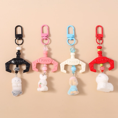 Keychain Claw Machine Inspired Creative Plush Animal Pendant Rabbit Dog Fashion Bag Accessory For Women Kids Gift