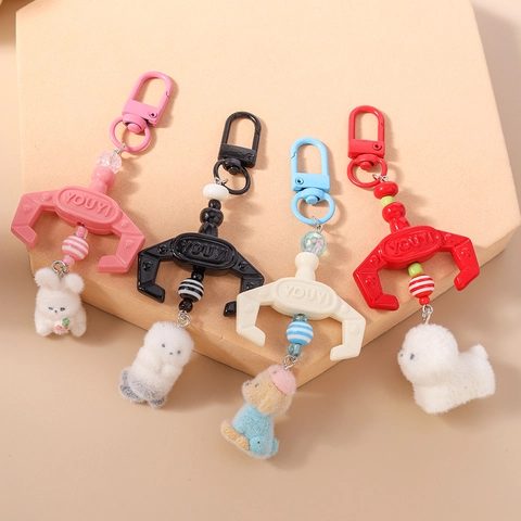 Keychain Claw Machine Inspired Creative Plush Animal Pendant Rabbit Dog Fashion Bag Accessory For Women Kids Gift