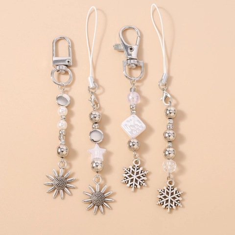 Mode Kralen Telefoon Charm Strap Legering Sneeuwvlok Zonnebloem Hanger Imitatie Kunstparel Ster Sleutelhanger Sieraden