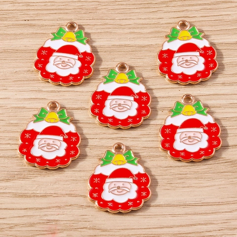 Christmas Enamel Alloy Santa Claus Snowman Wreath Stocking DIY Jewelry Pendants Festive Charms For Earring Necklace Making