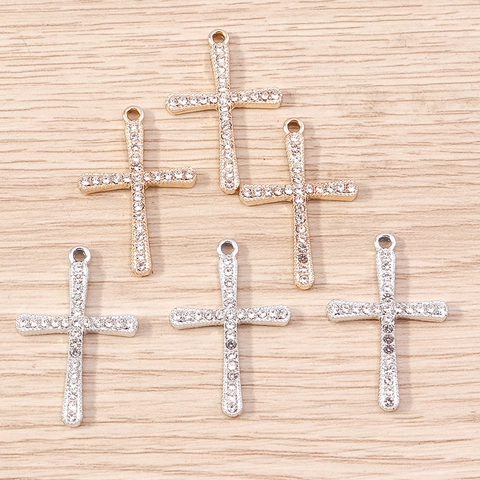 Strass Kreuz Anhänger Legierung Eingelegt Zirkonia Charms Für DIY Halskette Armband Schmuckherstellung Damen Geschenk