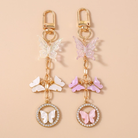 Portachiavi Farfalla di Moda Ciondolo in Resina Strass per Borsa Donna Simpatico Portachiavi Farfalla Animale Decorazione Regalo