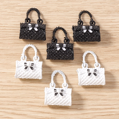 Alloy Mini Handbag Shape Pendant Charm Quilted Pattern Bowknot Decoration Electroplated DIY Jewelry Making Accessories For Women