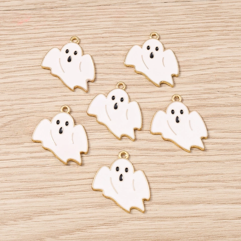 Pendentifs Fantôme d'Halloween en Émail Alliage de Zinc Dessin Animé Effrayant pour Création de Bijoux DIY Boucles d'Oreilles