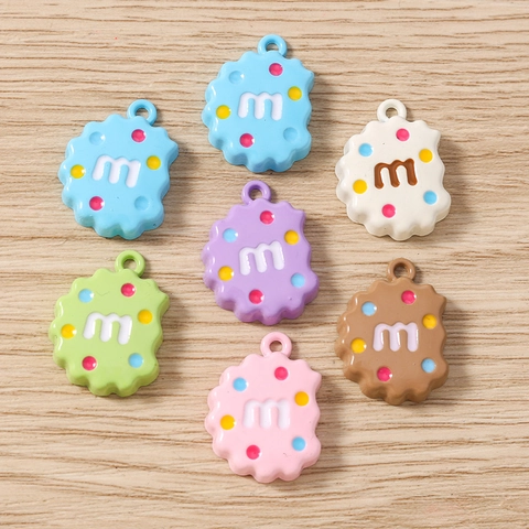 Simulation Food Biscuit Charms Resin M Letter Cookies Pendants For DIY Jewelry Making Earrings Necklace Keychain Accessories