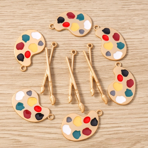 Künstlerische Zinklegierung Palette Pinsel DIY Emaille Anhänger Für Schmuckherstellung Schlüsselanhänger Halskette Zubehör