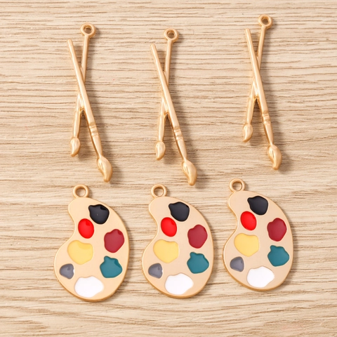 Künstlerische Zinklegierung Palette Pinsel DIY Emaille Anhänger Für Schmuckherstellung Schlüsselanhänger Halskette Zubehör