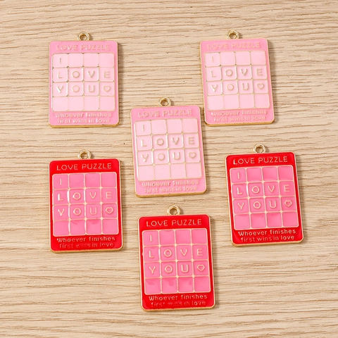 Romantic Puzzle Design Enamel Zinc Alloy Charm I Love You Letter Pendant For DIY Jewelry Making Keychain Necklace Accessory