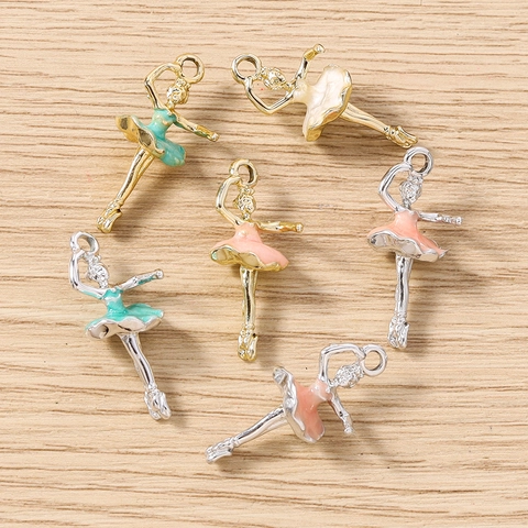 Ciondoli Ballerina di Danza in Lega Smalto Goccia d'Olio Ciondoli per Gioielli DIY Collana Bracciale Accessori per Creazione Gioielli
