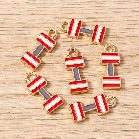Zinc Alloy Dumbbell Charms Drip Oil Enamel Barbell Pendants For DIY Jewelry Making Necklaces Bracelets Keychains Sports Theme Accessory