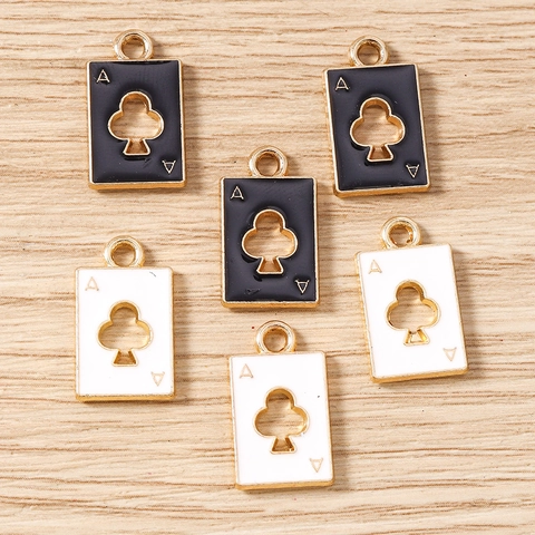 Zinc Alloy Enamel Poker Card Ace Of Clubs Pendants For DIY Jewelry Making Necklace Bracelet Keychain Fashion Charms
