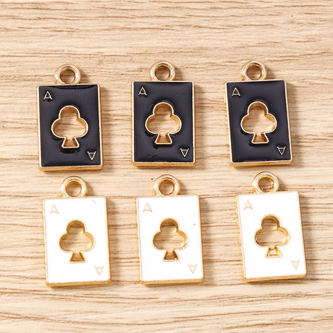 Zinc Alloy Enamel Poker Card Ace Of Clubs Pendants For DIY Jewelry Making Necklace Bracelet Keychain Fashion Charms