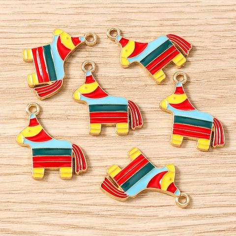 Πολύχρωμα Πινιάτα Άλογο Ζώο Σμάλτο Μενταγιόν Κράμα Ψευδαργύρου DIY Αξεσουάρ Κοσμημάτων Για Κολιέ Βραχιόλι Μπρελόκ