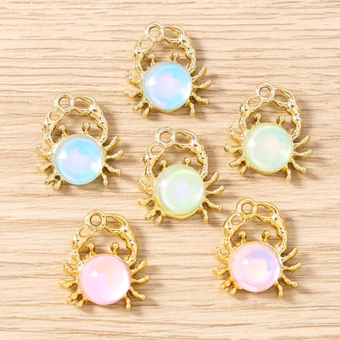 Ciondoli a Forma di Granchio in Lega Con Pietra Artificiale per Gioielli DIY Collana Bracciale Portachiavi Oro Rosa Verde Blu
