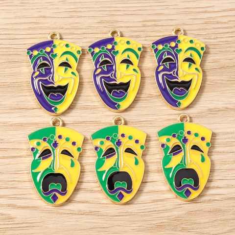 Mardi Gras Joker Clown Mask Charms Enamel Alloy Pendants For Earring Necklace Bracelet Jewelry Making DIY Crafts Findings