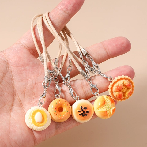 Simulation Essen Brot Donut Taschenanhänger Harz Miniatur Dessert Handy Anhänger Sortierte Stile Zubehör Für Damen Mädchen Geschenk