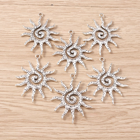 Vintage Zinklegierung Spirale Sonne Charms Altsilber Sonnenstrahl Anhänger Für DIY Halskette Armband Ohrring Schmuckherstellung Zubehör