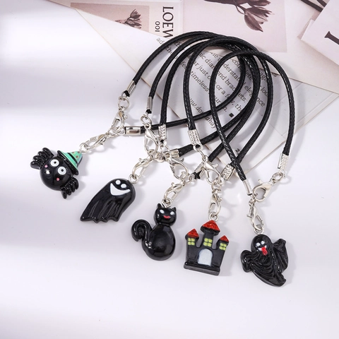 Halloween Handy Charm Spinne Geist Schloss Katze Anhänger Geflochtenes Seil Gurt Tasche Schlüsselanhänger Zubehör Damen Herren Geschenk