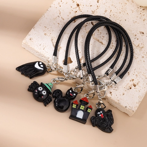 Halloween Handy Charm Spinne Geist Schloss Katze Anhänger Geflochtenes Seil Gurt Tasche Schlüsselanhänger Zubehör Damen Herren Geschenk