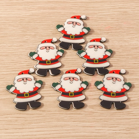 Breloques Père Noël en Résine Plastique Pendentifs pour Fabrication de Bijoux DIY Boucles d'Oreilles Collier Bracelet Décoration de Noël