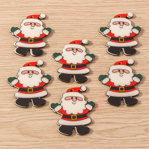 Breloques Père Noël en Résine Plastique Pendentifs pour Fabrication de Bijoux DIY Boucles d'Oreilles Collier Bracelet Décoration de Noël