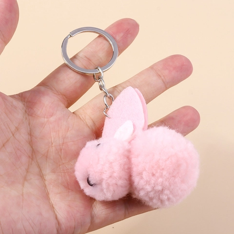 Süßer Weicher Plüschhase Und Weihnachtsstrickschleife Schlüsselanhänger Mit Bommeln Legierungsring Feiertag Tasche Anhänger Geschenk