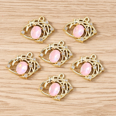 Ciondoli in Lega di Zirconia Rosa a Occhio del Diavolo Stella e Luna per Creazione Gioielli DIY Collane Bracciali