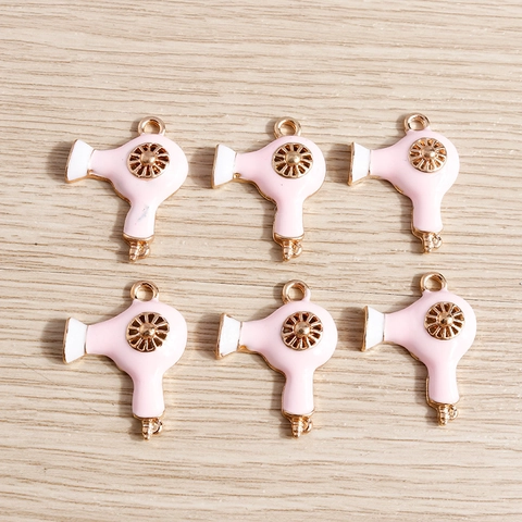 Zinklegierung Emaille Rosa Föhn Anhänger DIY Schmuckherstellung Zubehör Für Ohrringe Armbänder Halsketten Schlüsselanhänger Damen