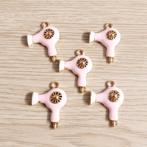 Zinklegierung Emaille Rosa Föhn Anhänger DIY Schmuckherstellung Zubehör Für Ohrringe Armbänder Halsketten Schlüsselanhänger Damen