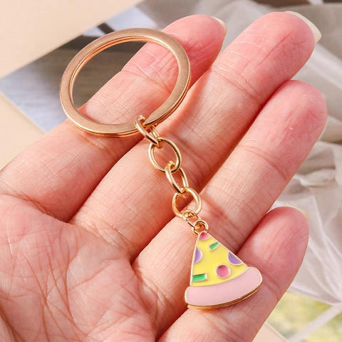Simulation Lebensmittel Schlüsselanhänger Legierung Emaille Pizza Hot Dog Donut Spiegelei Anhänger Süß Cartoon Tasche Schmuck Kreatives Geschenk