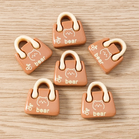 Mini Handbag Resin Charms Cute Bear Pattern DIY Jewelry Accessories For Earrings Necklace Keychain Brown Pendants Decoration