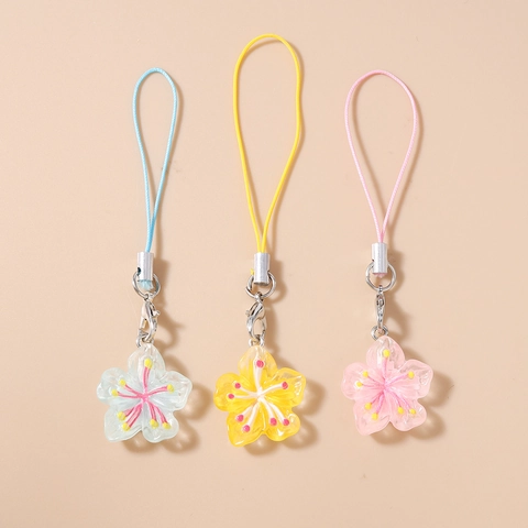 Sweet Resin Cherry Blossom Phone Charms Colorful Flower Phone Strap Handmade Floral Phone Chain For Women Girls Decoration