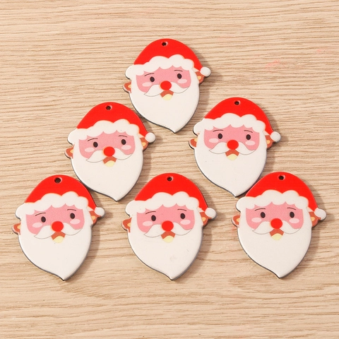 Tekenfilm Kerstman Hoofd Hangers DIY Kunststof Hars Moffelen Charms Voor Kerst Sieraden Maken