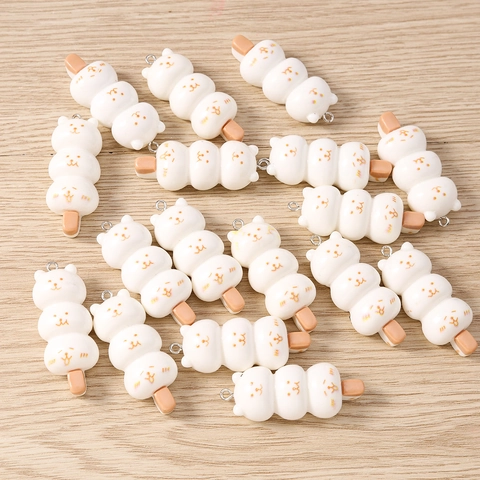 Cute Simulation Food Resin Cat Bear Dango Skewer Pendants For DIY Earrings Keychain Jewelry Making Accessories