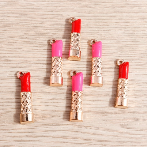 Lipstick Shape Enamel Zinc Alloy Charms For Jewelry Making DIY Earrings Necklaces Keychains Accessories For Women Girls