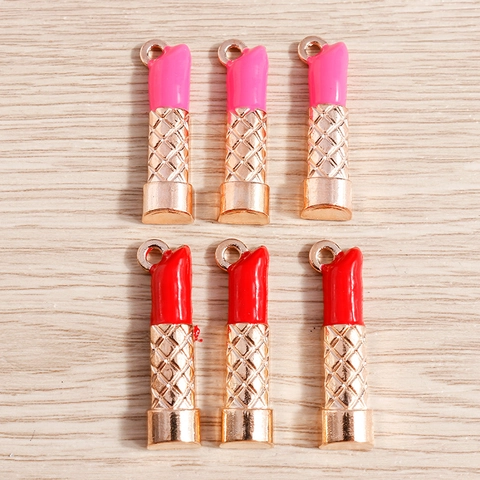 Lipstick Shape Enamel Zinc Alloy Charms For Jewelry Making DIY Earrings Necklaces Keychains Accessories For Women Girls