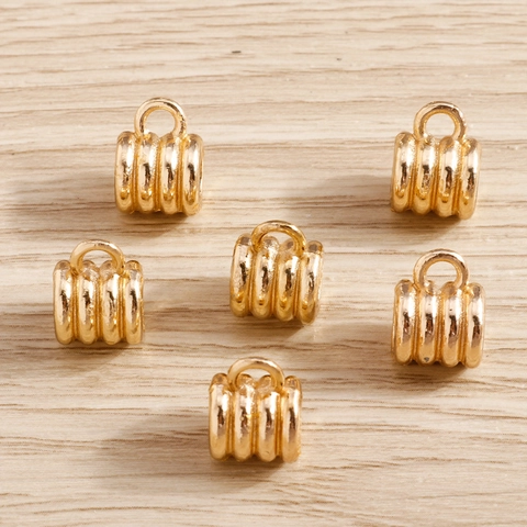 Connettore Pendente a Cilindro Costine in Lega di Zinco Galvanica per Creazione di Gioielli DIY Collana Bracciale Colore Oro